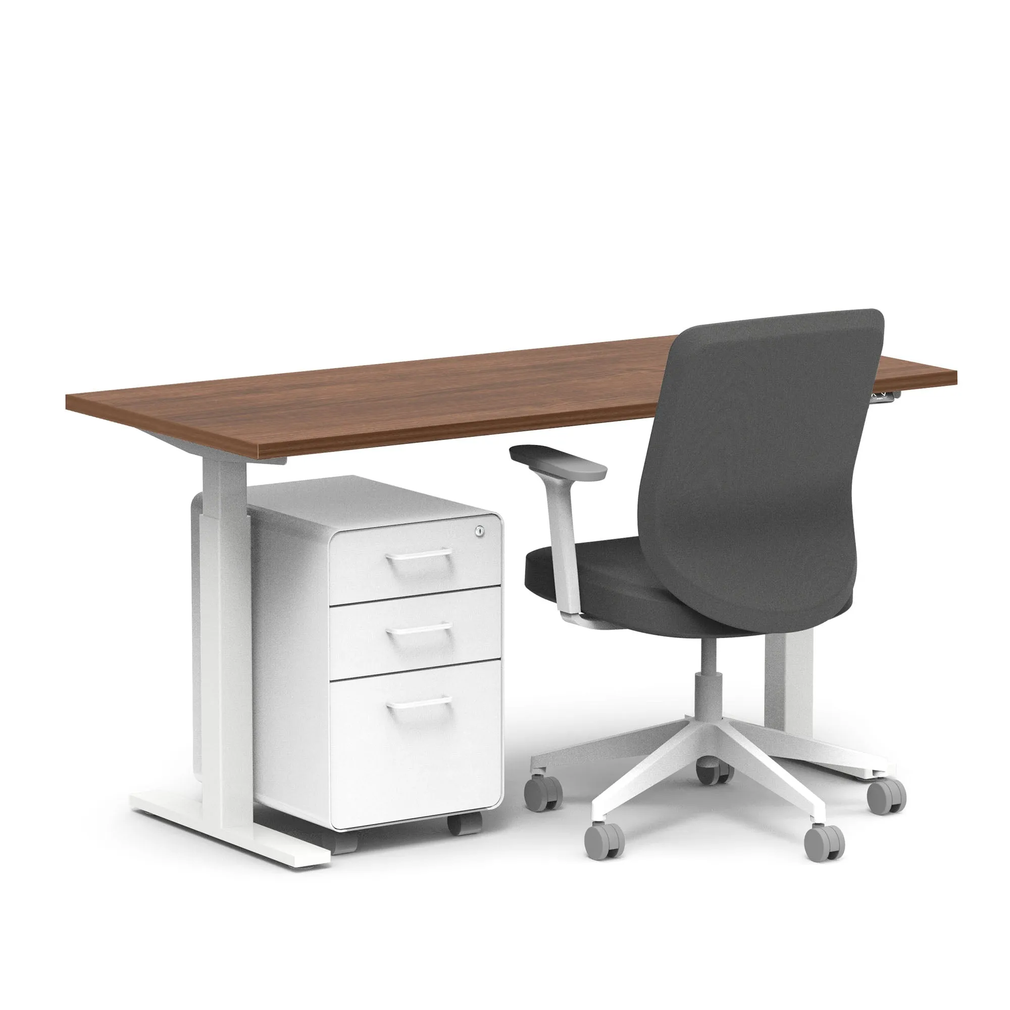 Series L 2S Adjustable Height Single Desk, White Legs