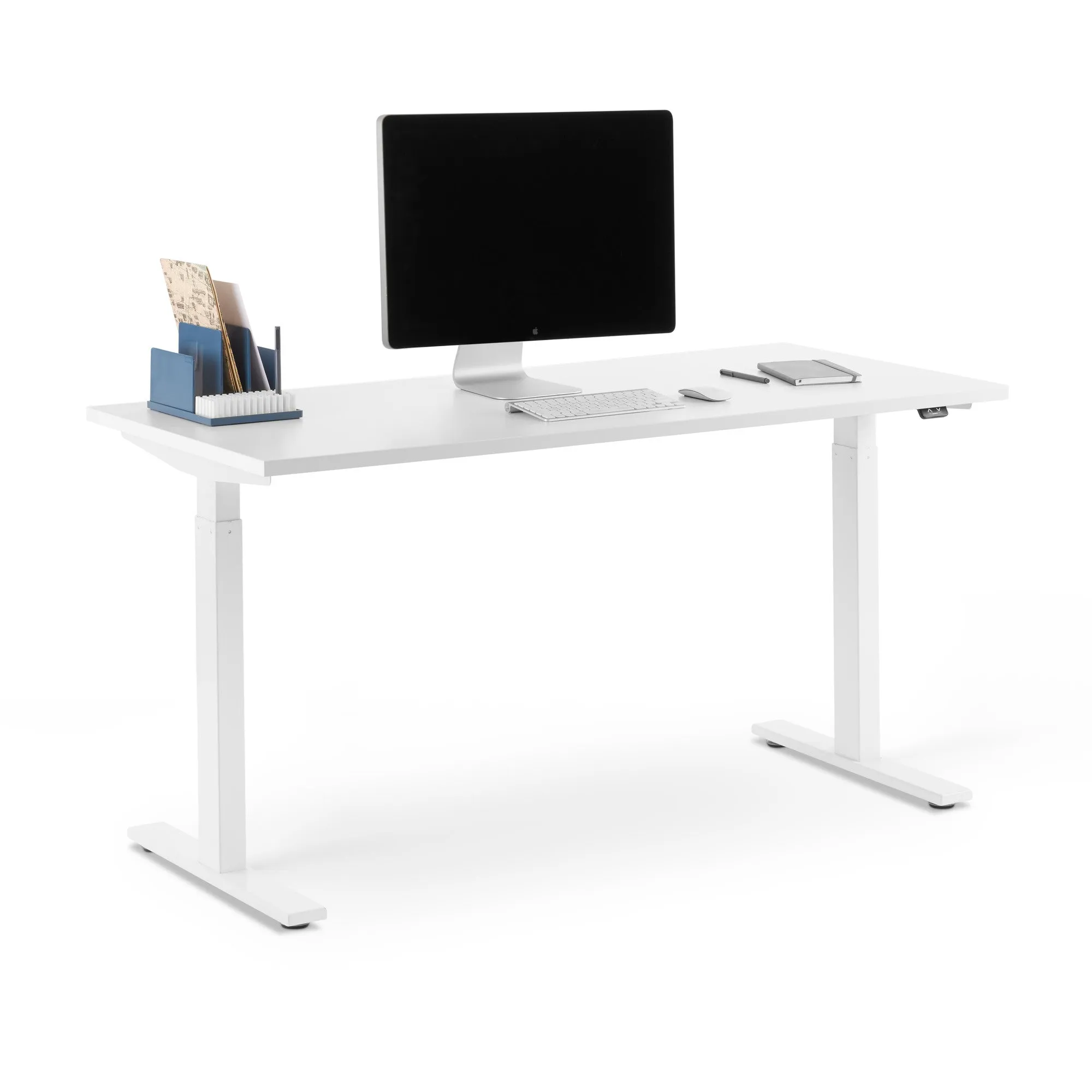 Series L 2S Adjustable Height Single Desk, White Legs