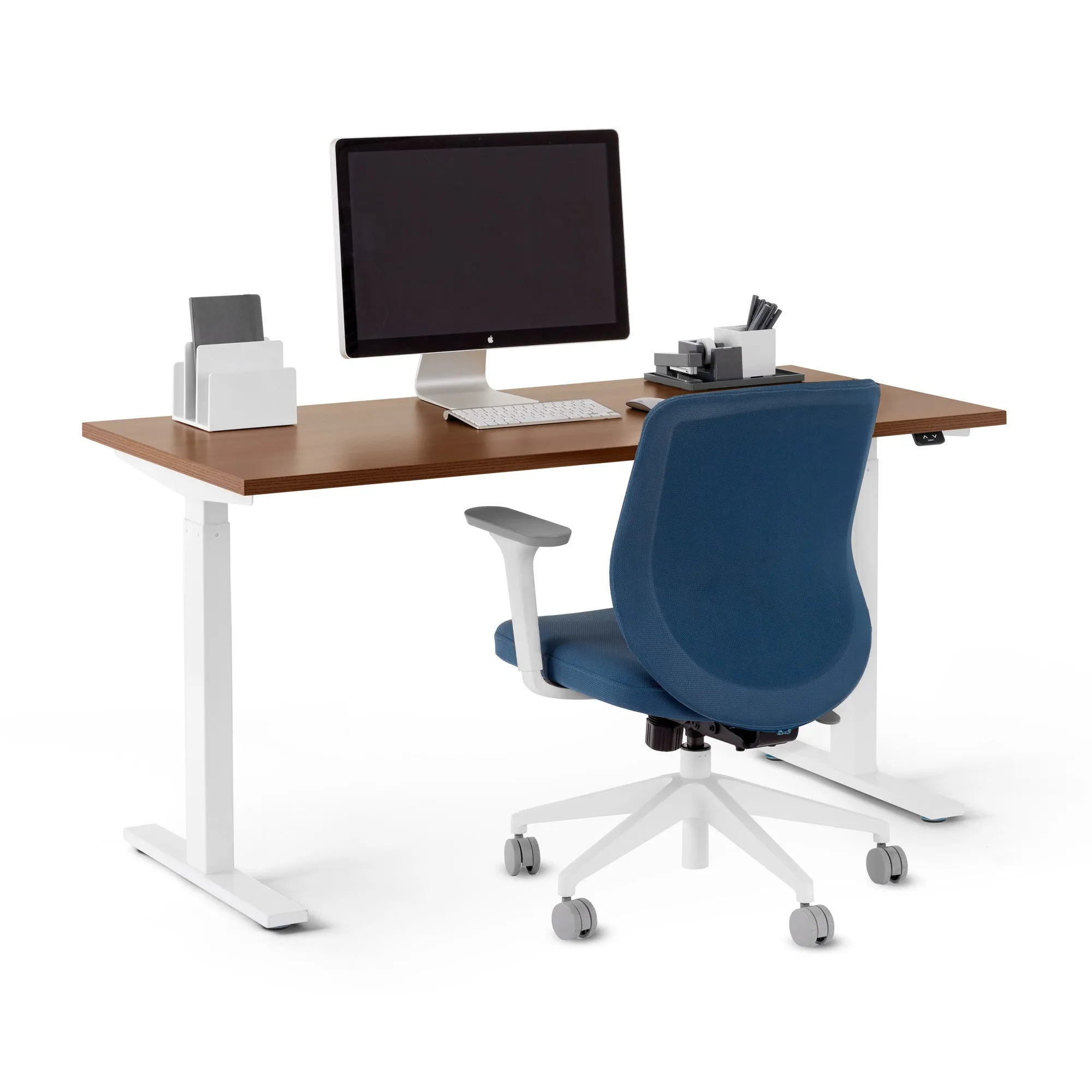 Series L 2S Adjustable Height Single Desk, White Legs