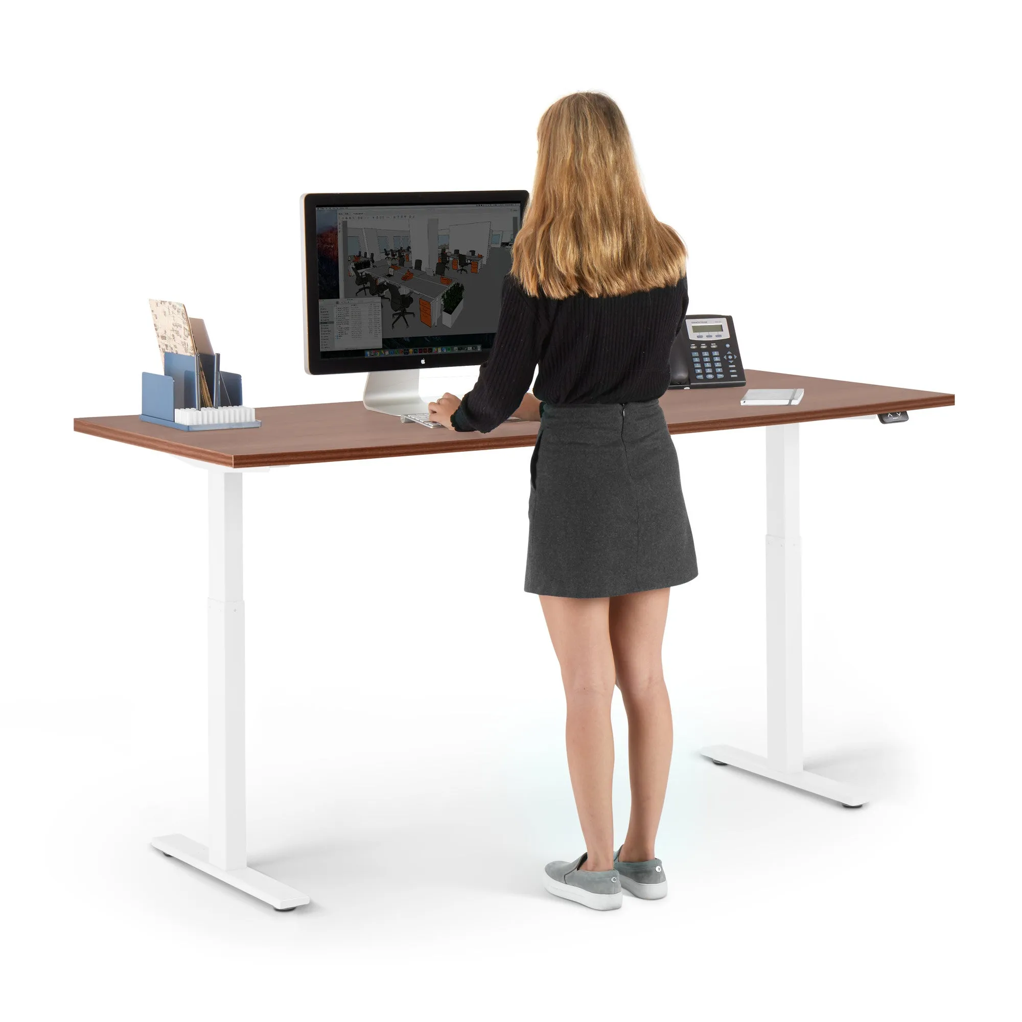 Series L 2S Adjustable Height Single Desk, White Legs