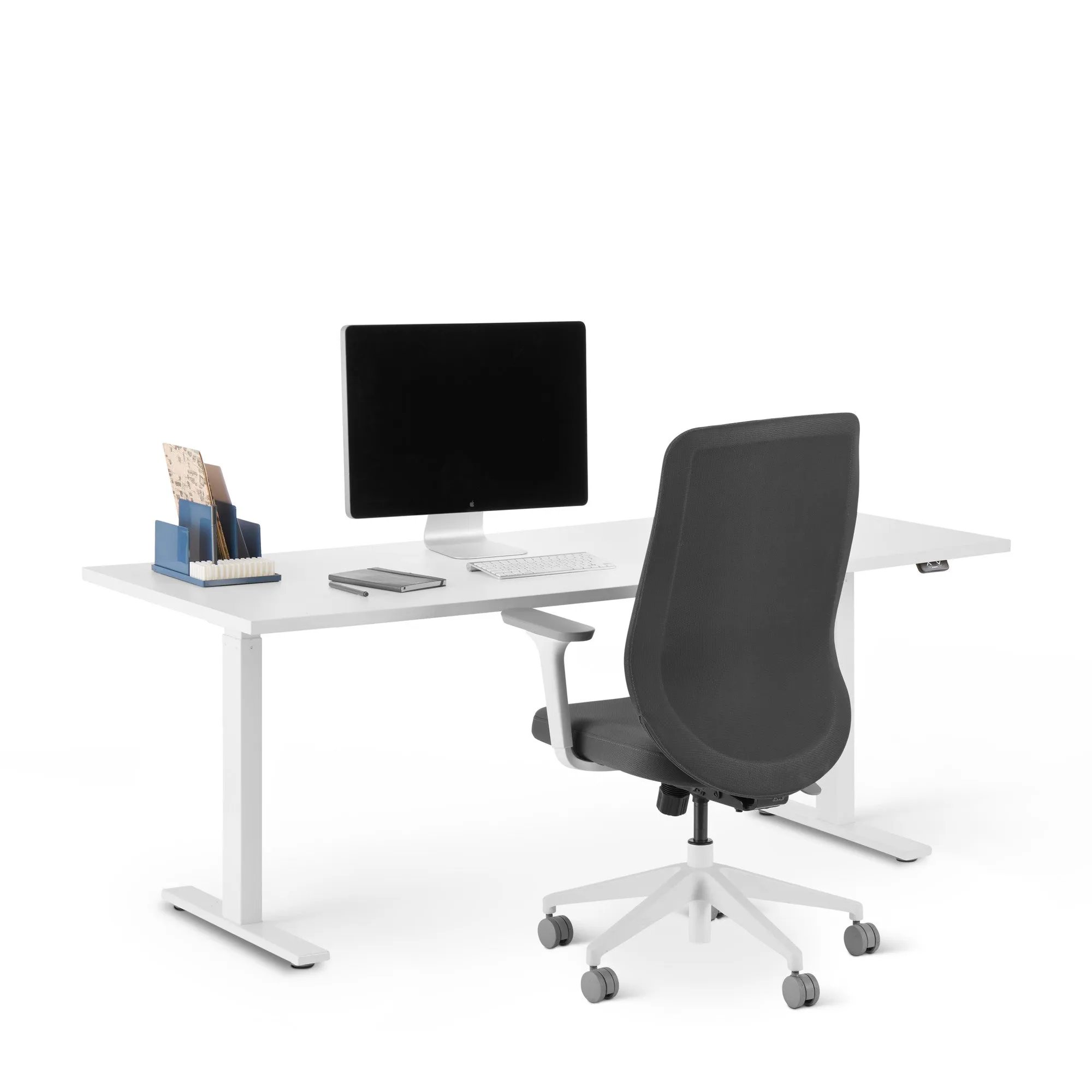 Series L 2S Adjustable Height Single Desk, White Legs