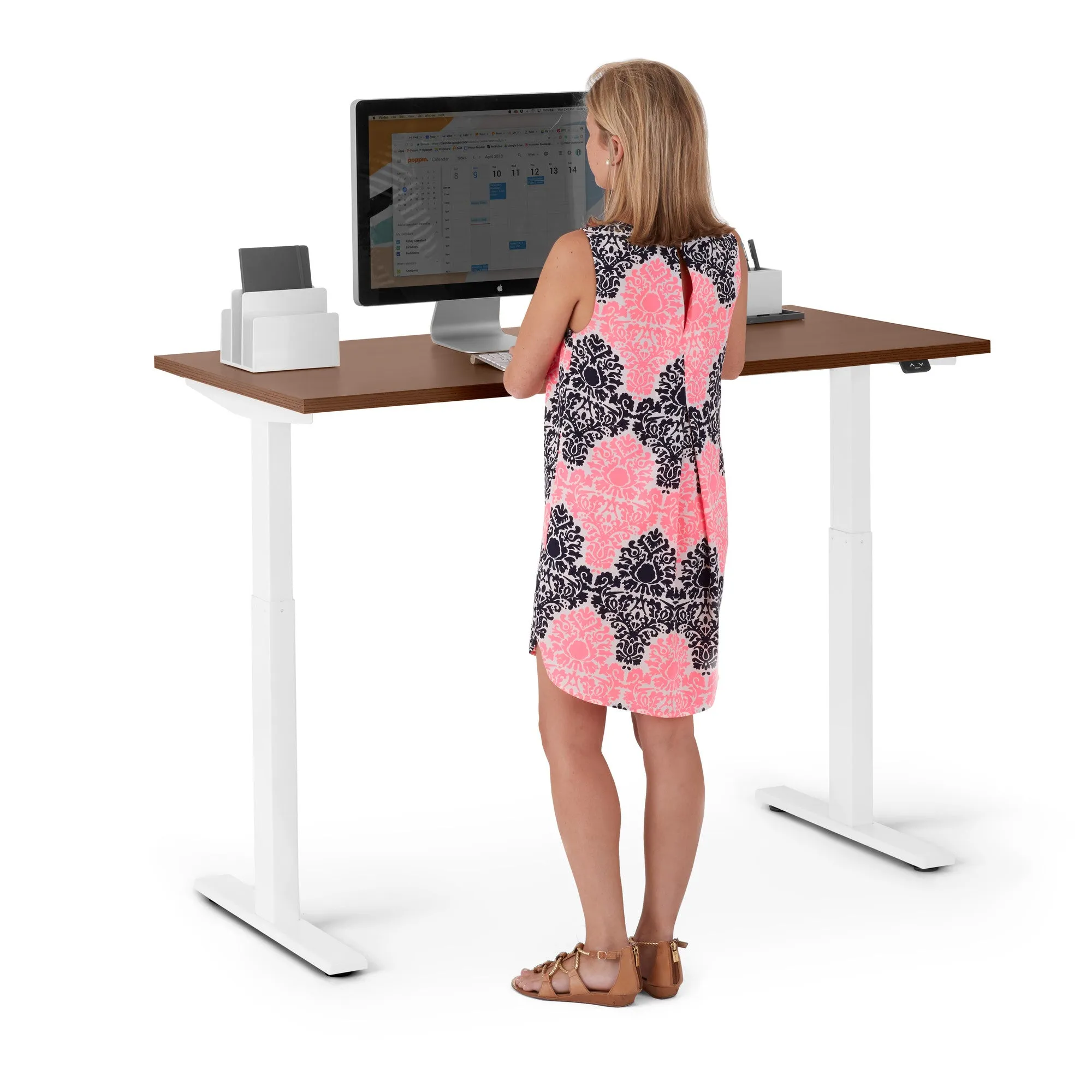 Series L 2S Adjustable Height Single Desk, White Legs