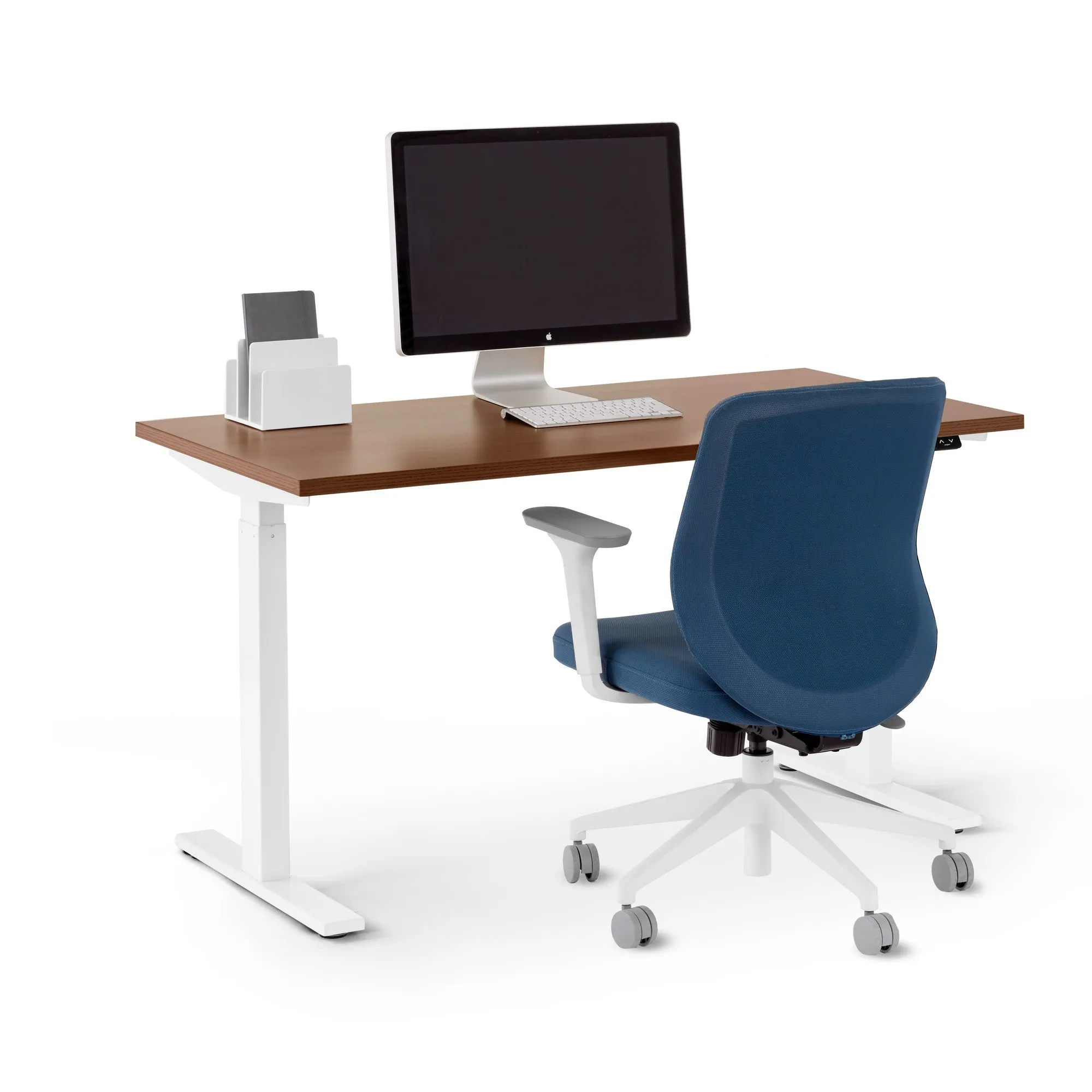 Series L 2S Adjustable Height Single Desk, White Legs