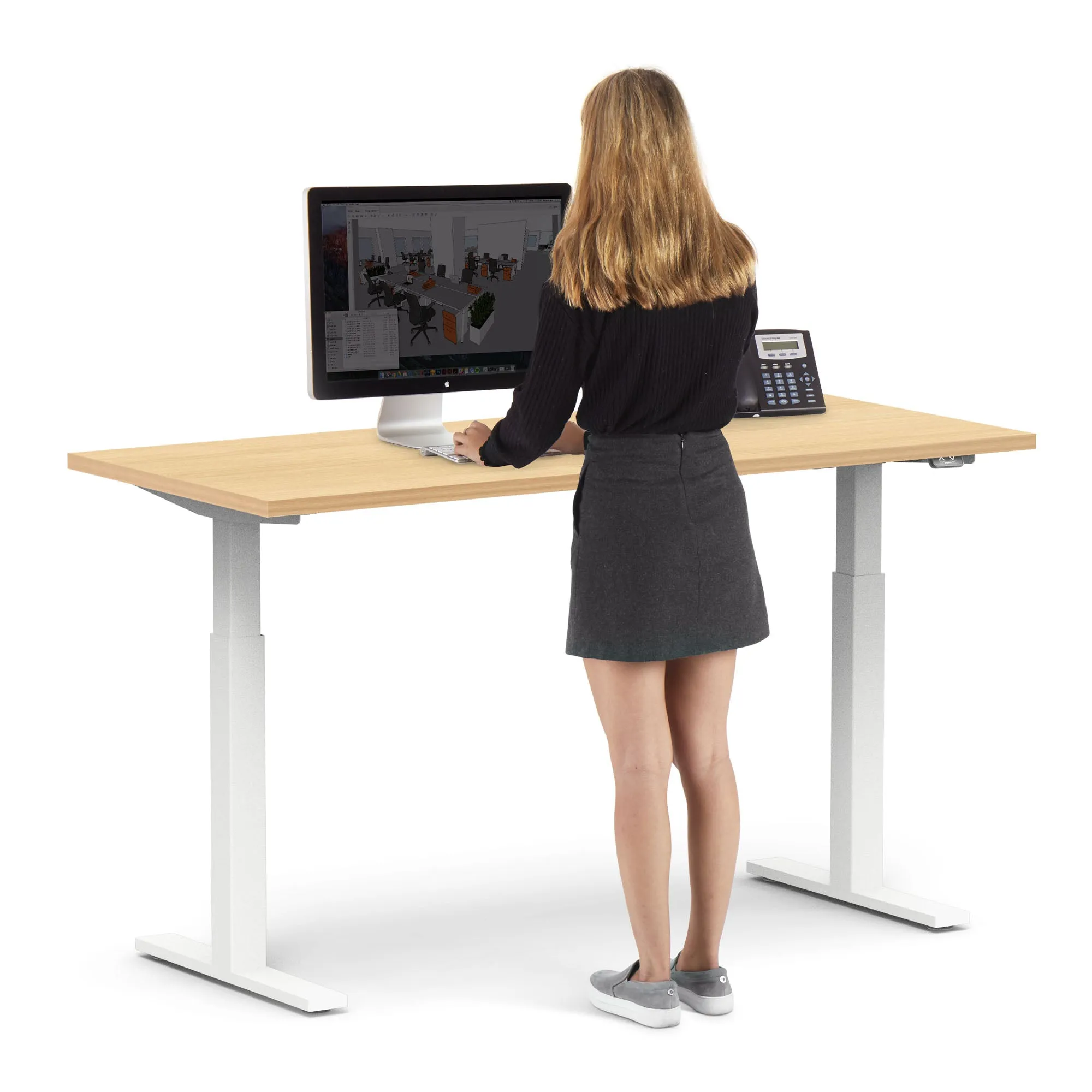 Series L 2S Adjustable Height Single Desk, White Legs