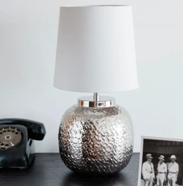 Small Silver Metal Table Lamp