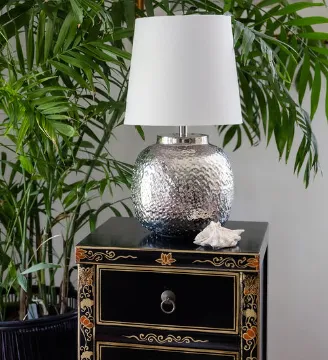 Small Silver Metal Table Lamp