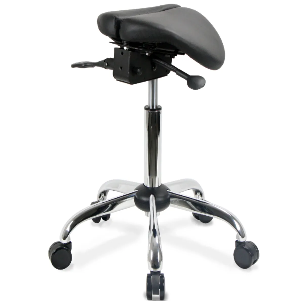 Small USA Patented Twin Tiltable Saddle Stool with Adjustable Seat Width