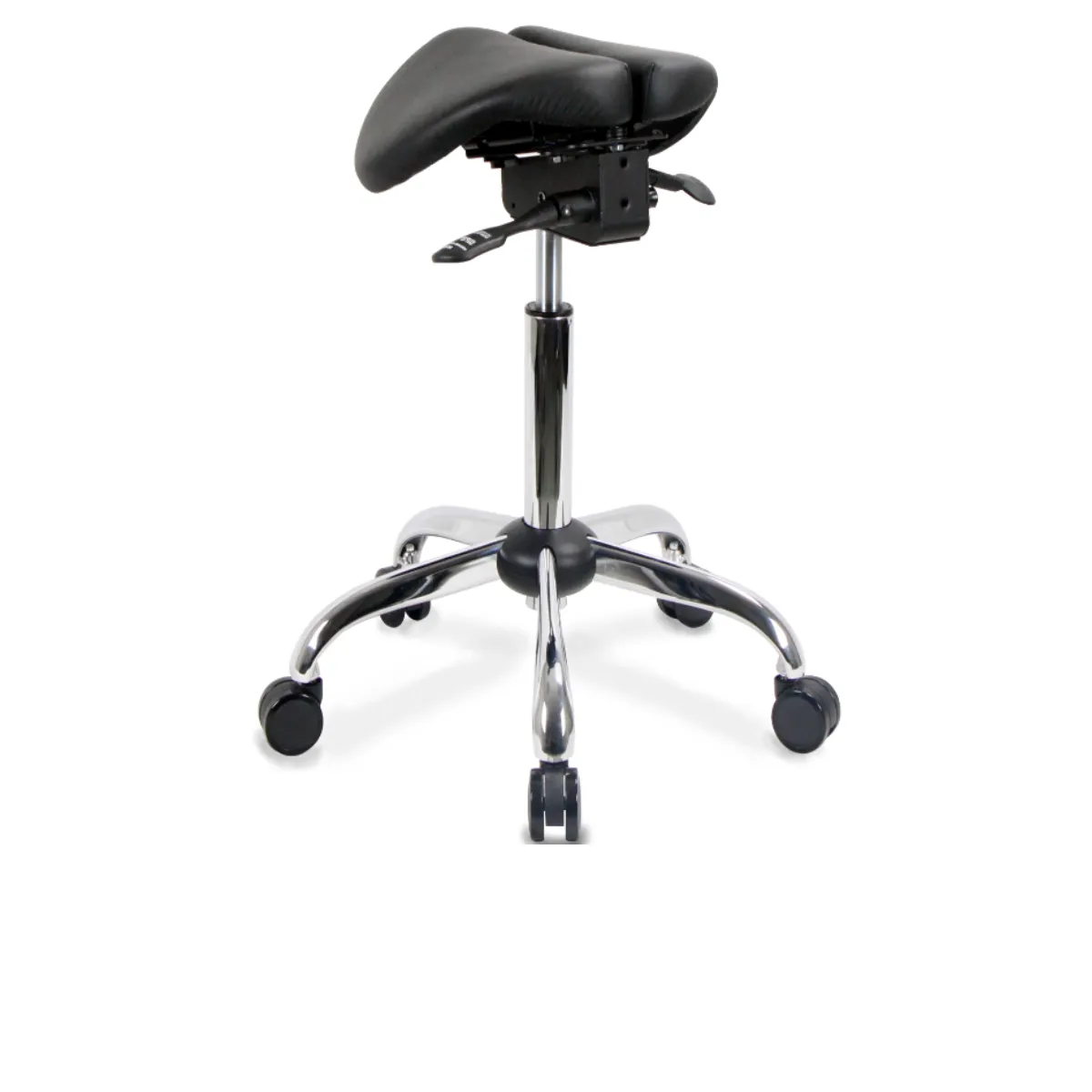 Small USA Patented Twin Tiltable Saddle Stool with Adjustable Seat Width