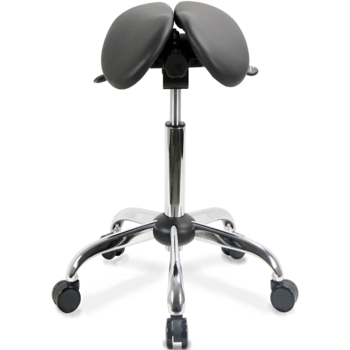 Small USA Patented Twin Tiltable Saddle Stool with Adjustable Seat Width