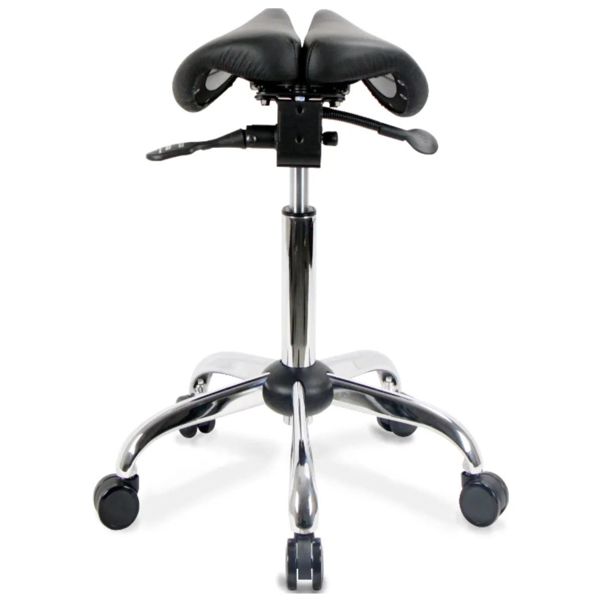 Small USA Patented Twin Tiltable Saddle Stool with Adjustable Seat Width