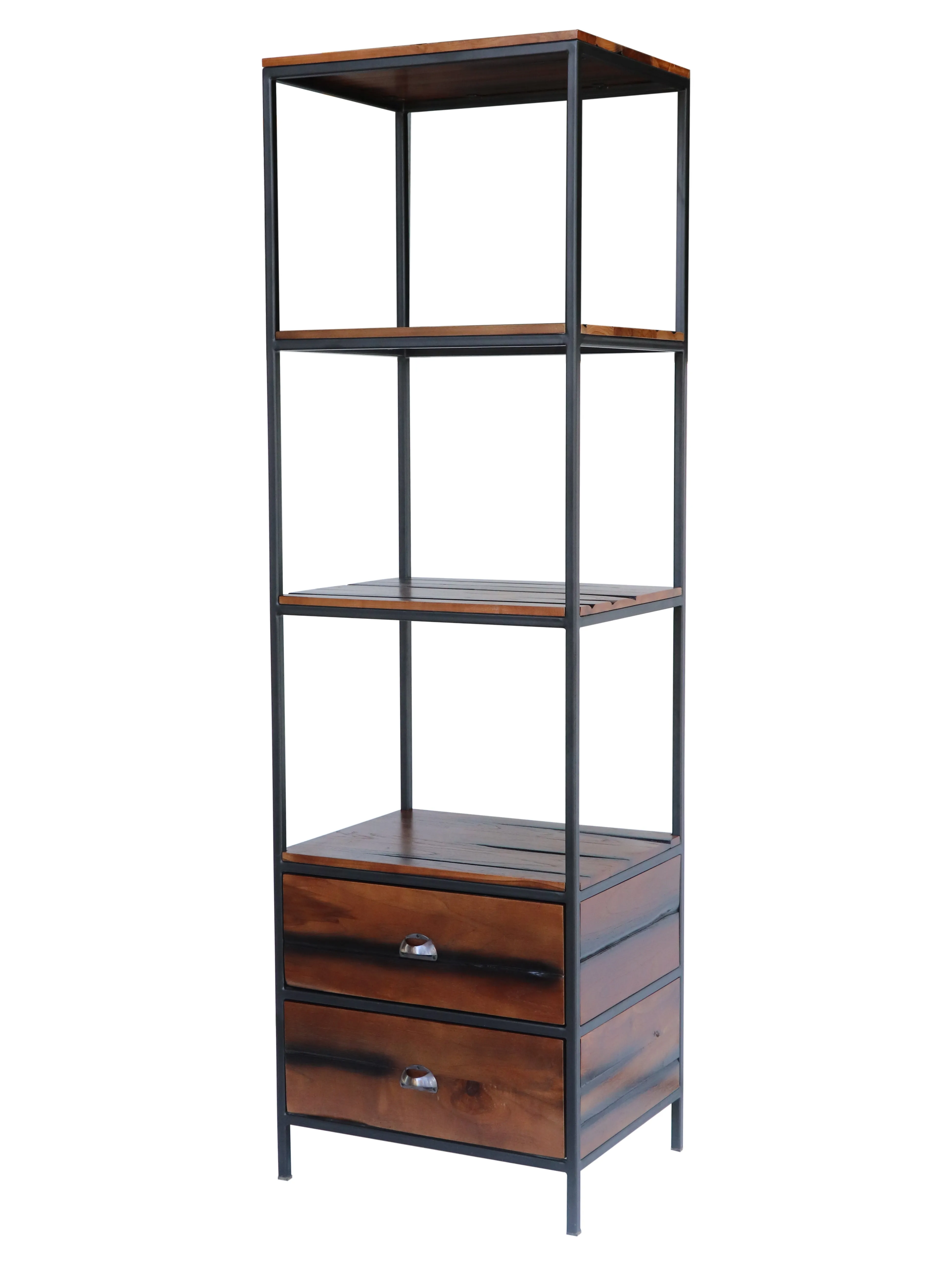 Teak and iron Tall Bookshelf