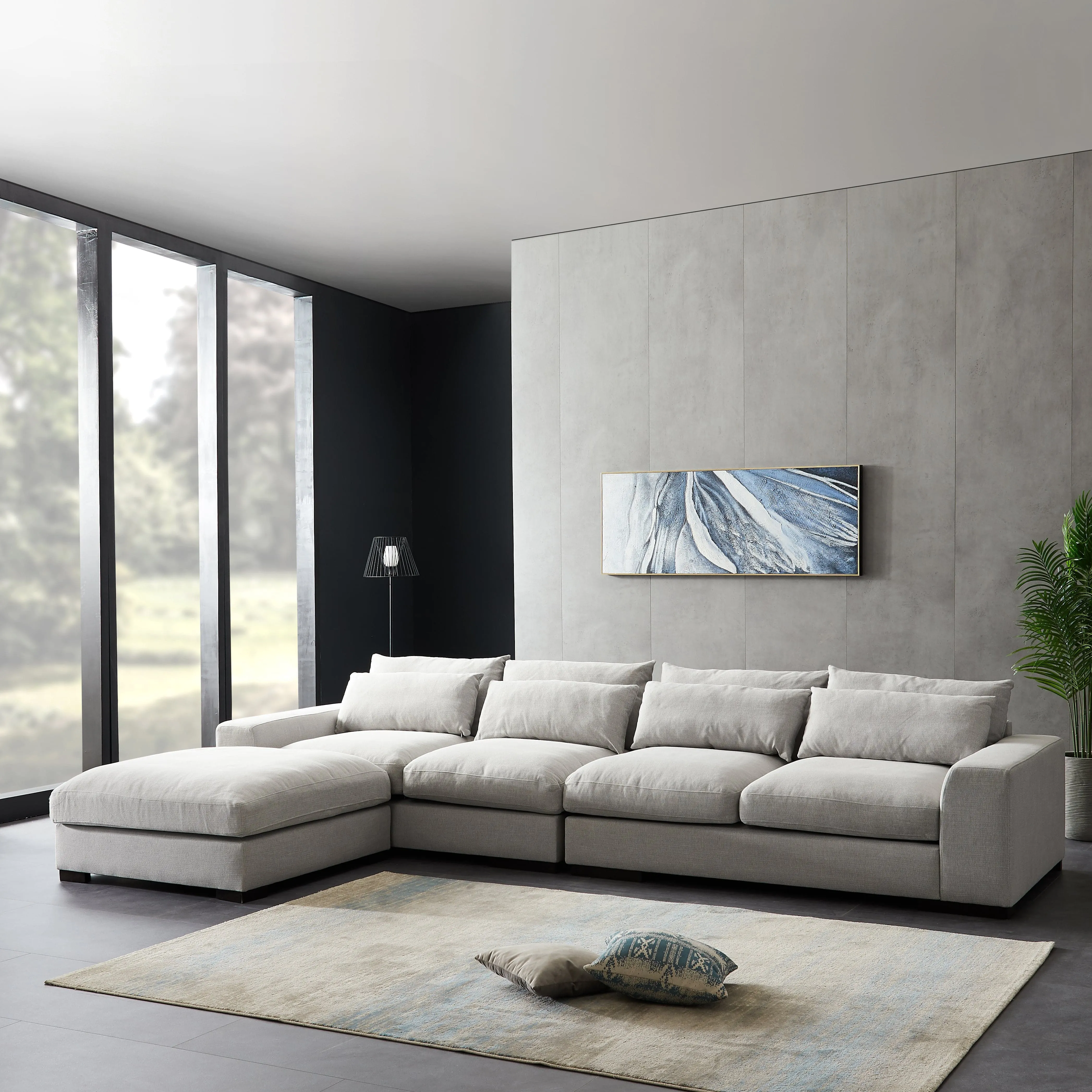 TFC&H Co. SOFA AND COMFORTABLE SECTIONAL SOFA - LIGHT GREY- Ships from The US