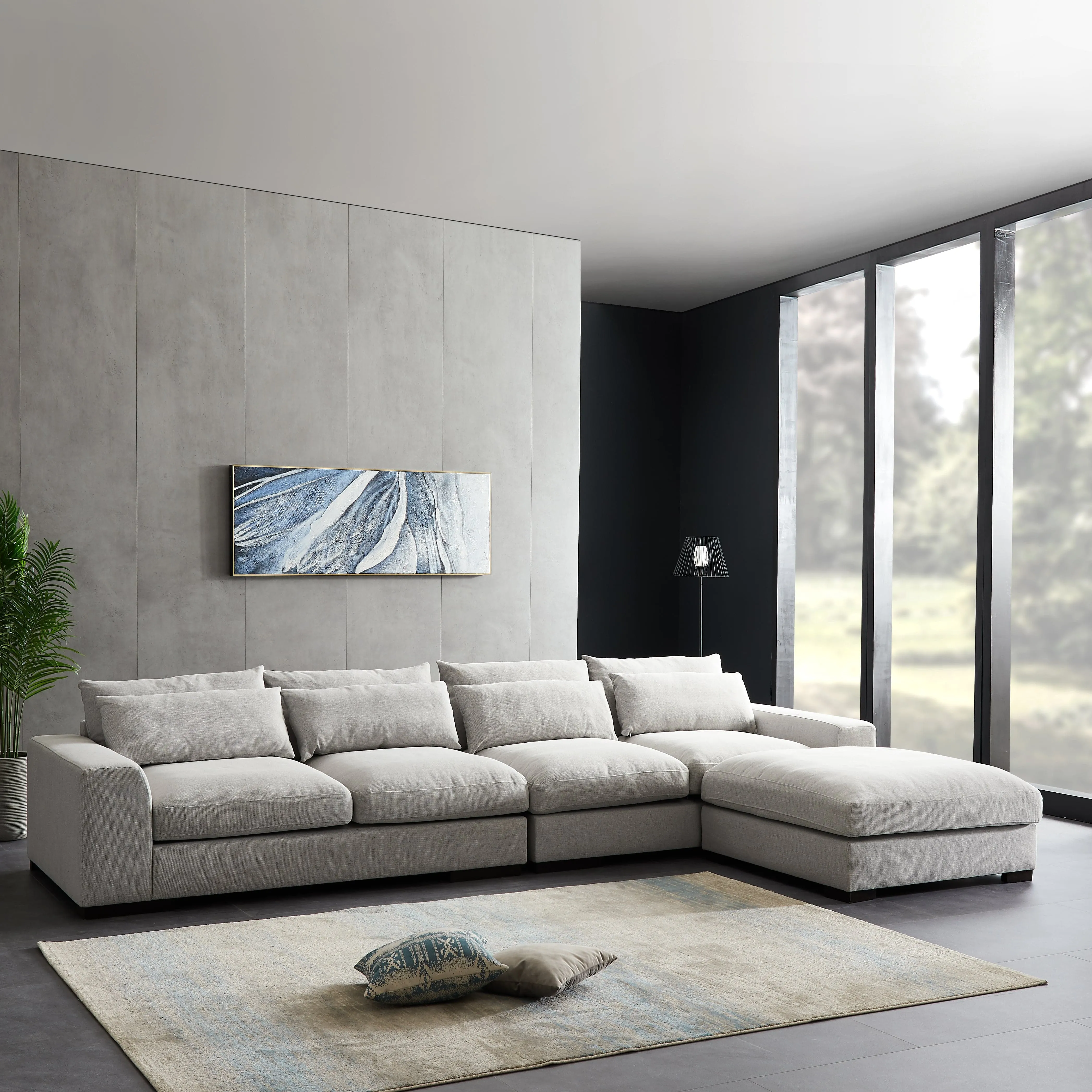 TFC&H Co. SOFA AND COMFORTABLE SECTIONAL SOFA - LIGHT GREY- Ships from The US