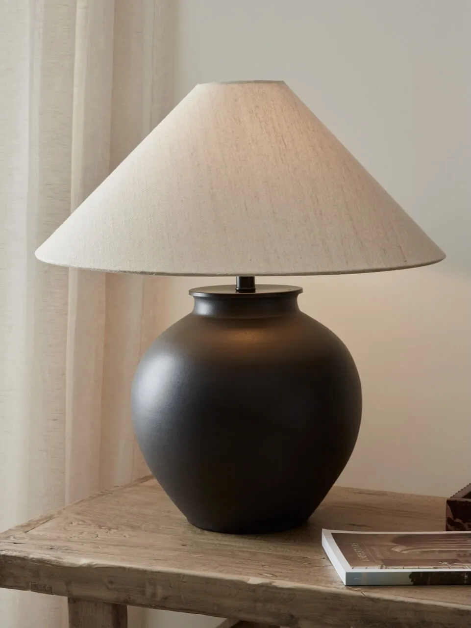 Theia Black Ceramic Lamp & Shade