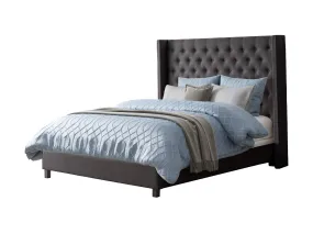 Tufted Dark Grey Queen Bed