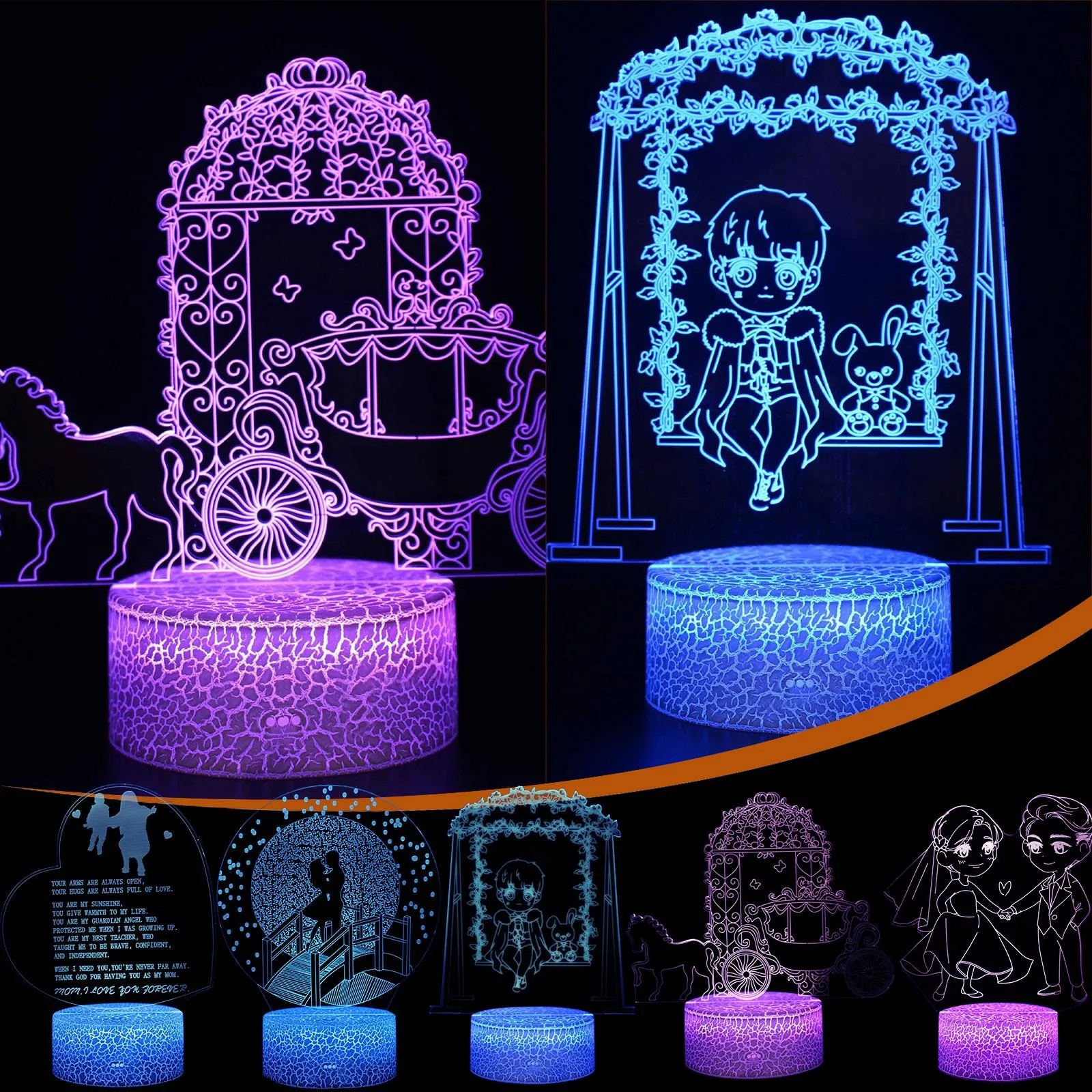 Valentine's Day USB Acrylic 3D Night Light Lamp Home Landscape Decoration Gifts