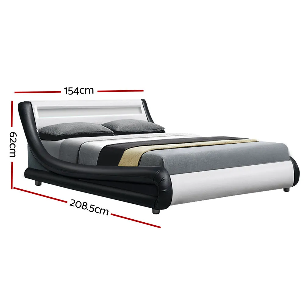 Werri PU Leather Double Bed Frame Base White & Black