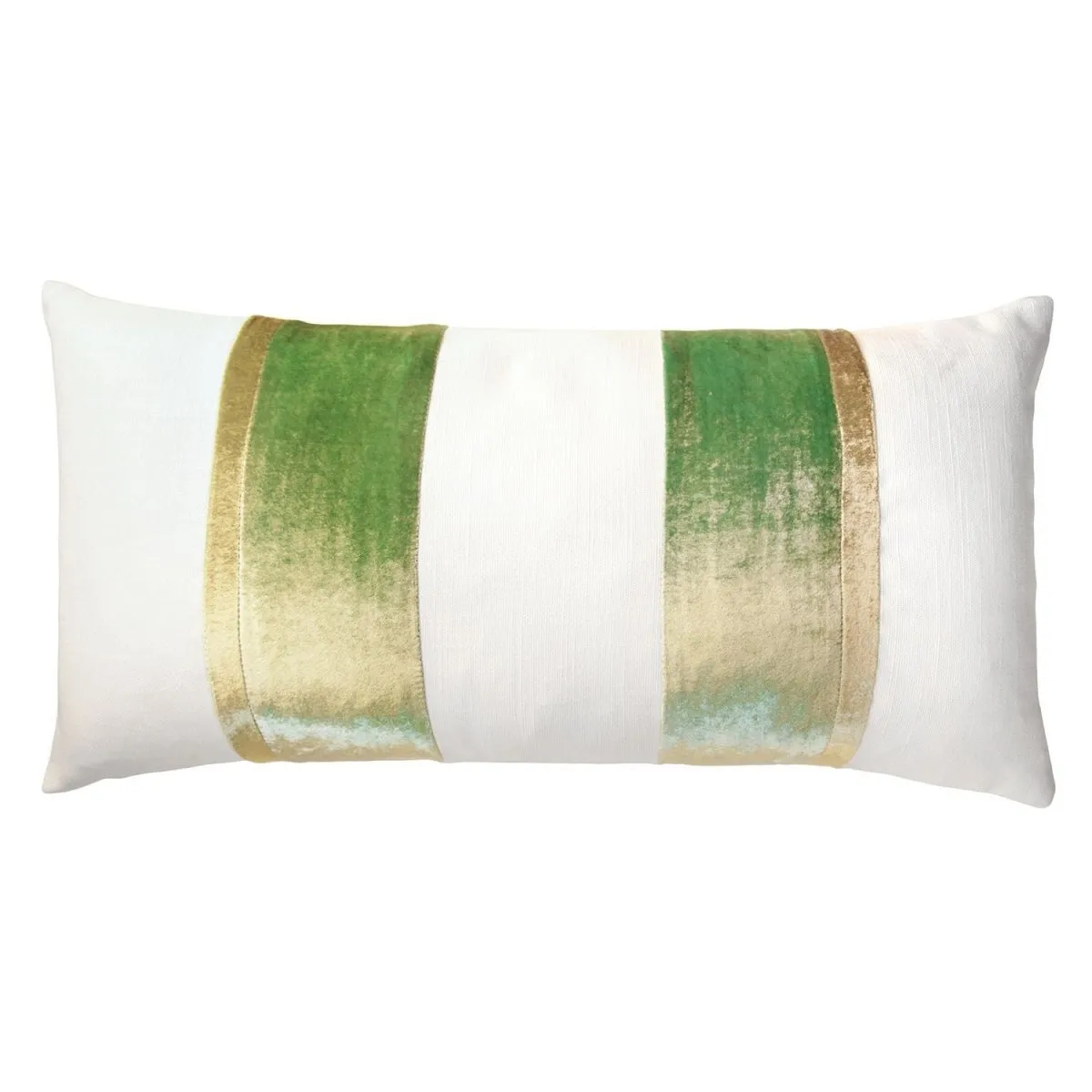 White & Grass Stripe Decorative Pillow