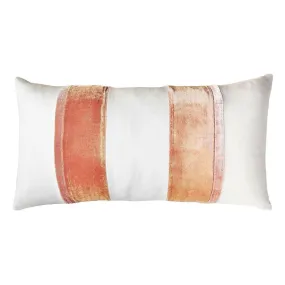 White & Mango Stripe Oblong Decorative Pillow