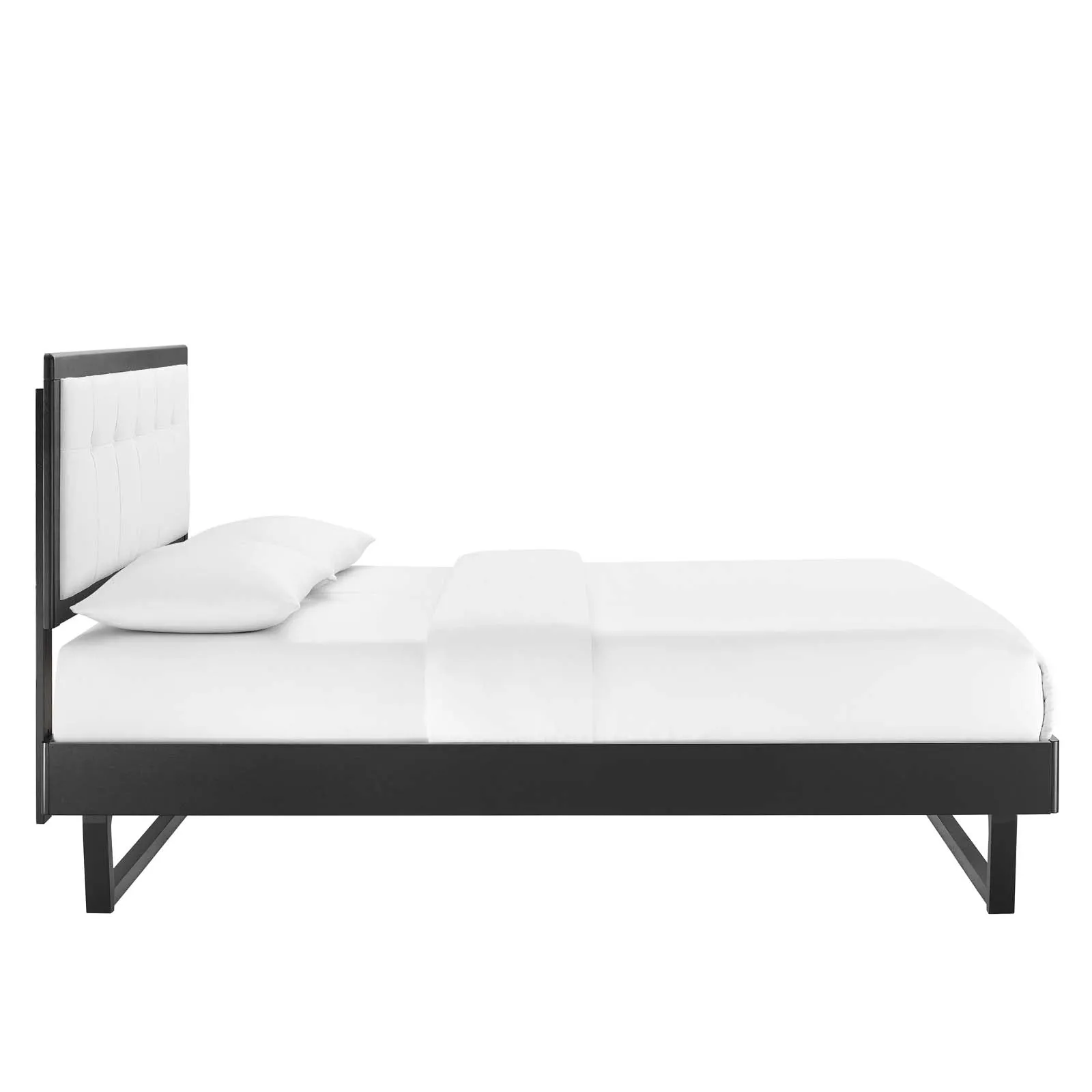 Willow Queen Wood Platform Bed With Angular Frame Black White MOD-6384-BLK-WHI