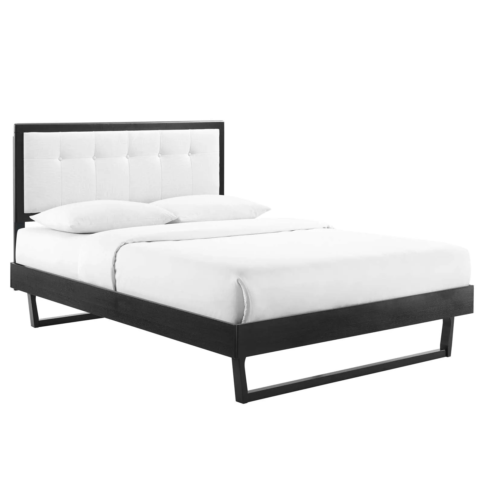 Willow Queen Wood Platform Bed With Angular Frame Black White MOD-6384-BLK-WHI