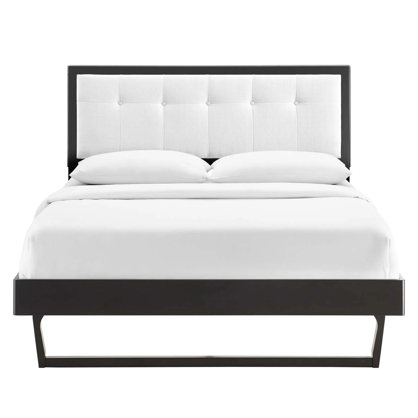 Willow Queen Wood Platform Bed With Angular Frame Black White MOD-6384-BLK-WHI