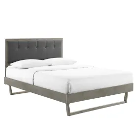 Willow Queen Wood Platform Bed With Angular Frame Gray Charcoal MOD-6384-GRY-CHA