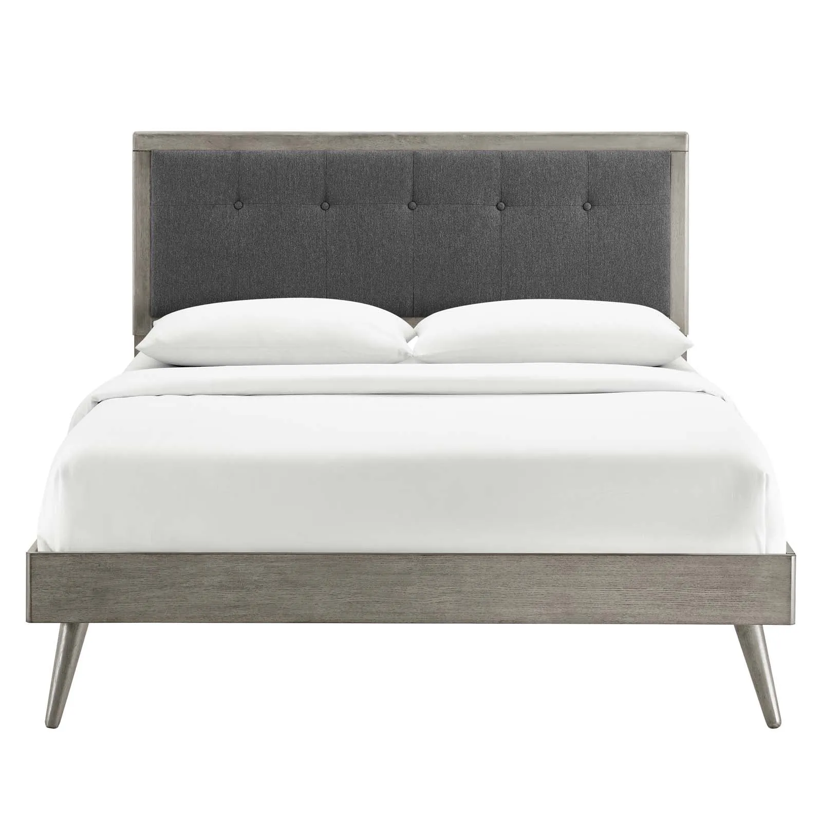 Willow Queen Wood Platform Bed With Splayed Legs Gray Charcoal MOD-6385-GRY-CHA