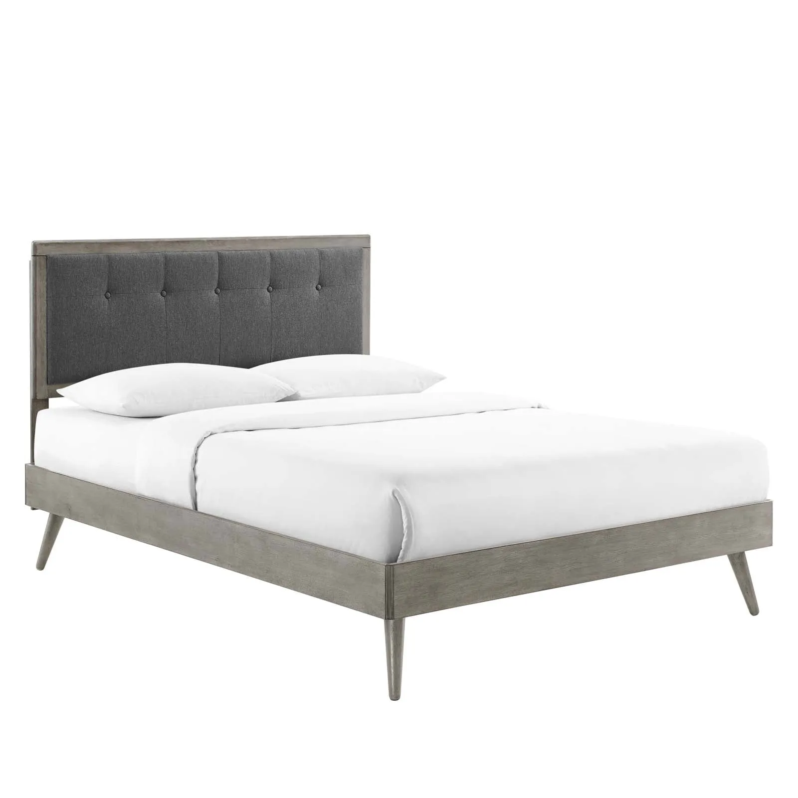 Willow Queen Wood Platform Bed With Splayed Legs Gray Charcoal MOD-6385-GRY-CHA