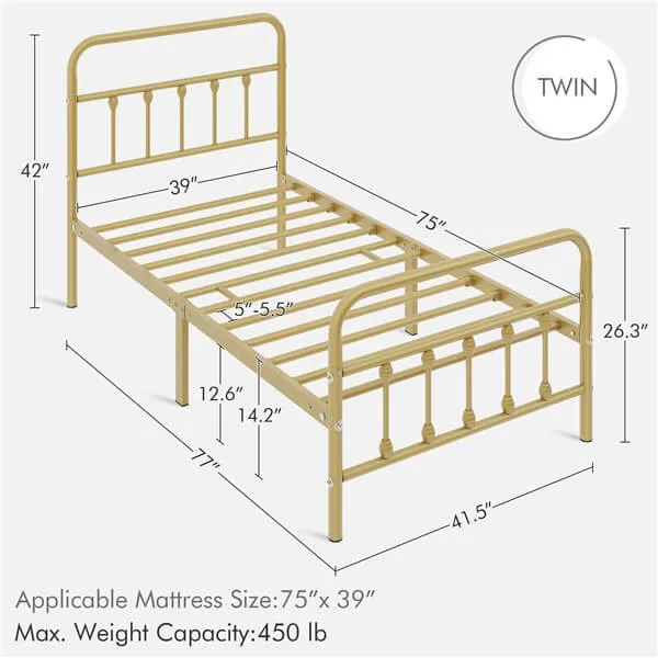 Yaheetech Classic Metal Platform Bed Frame