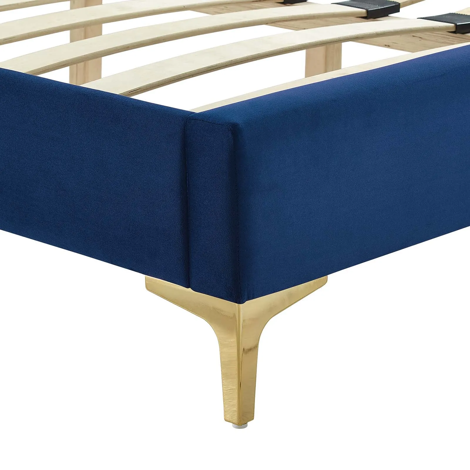 Yasmine Channel Tufted Performance Velvet Full Platform Bed Navy MOD-6996-NAV