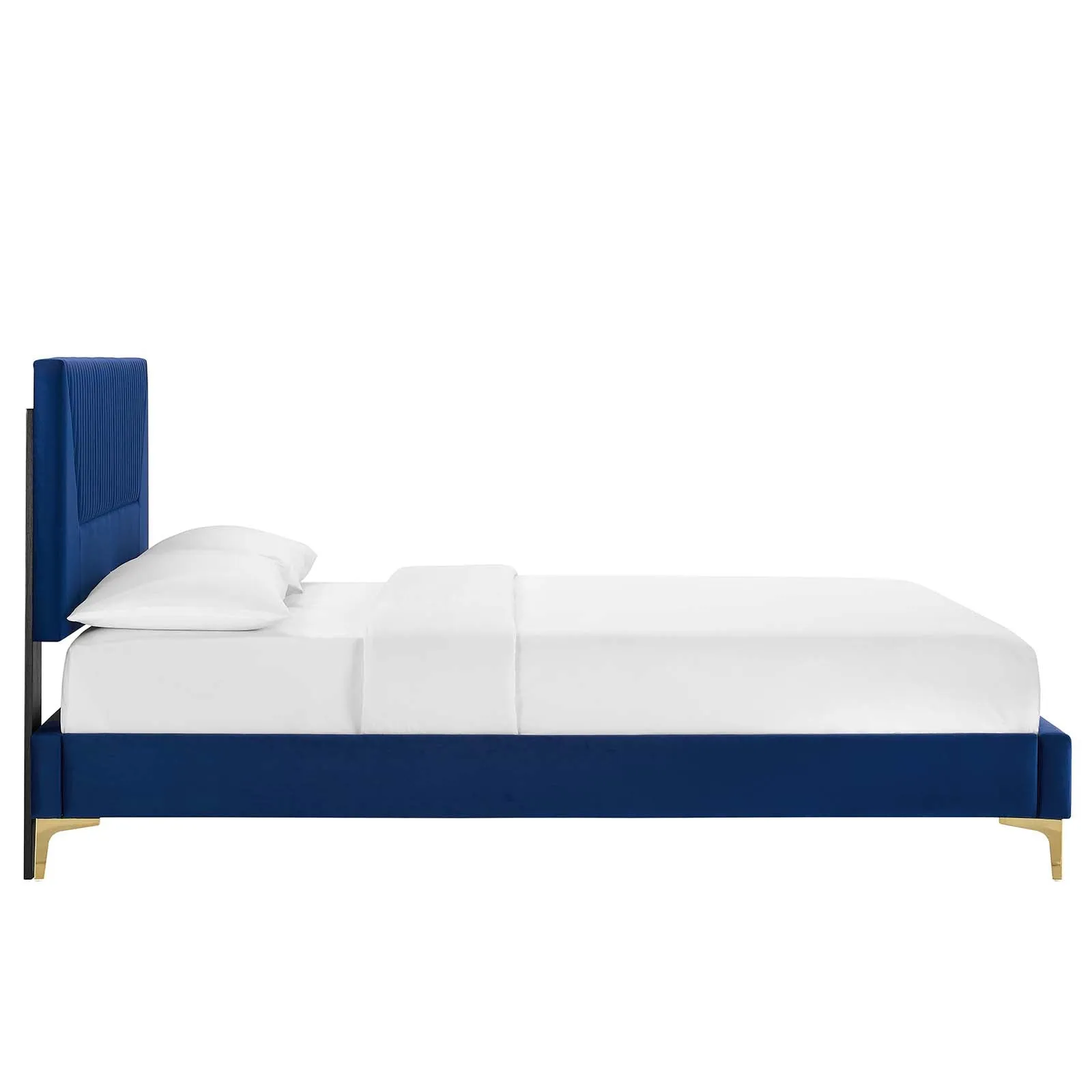 Yasmine Channel Tufted Performance Velvet Full Platform Bed Navy MOD-6996-NAV