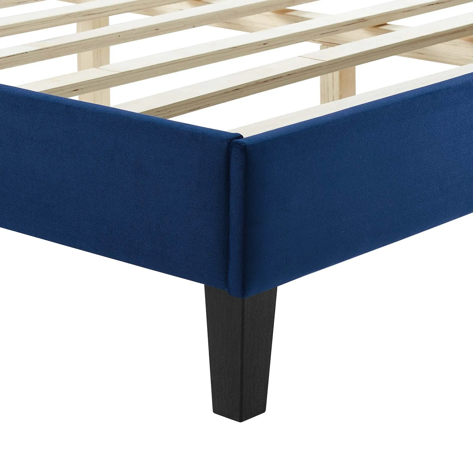 Yasmine Channel Tufted Performance Velvet Full Platform Bed Navy MOD-7004-NAV