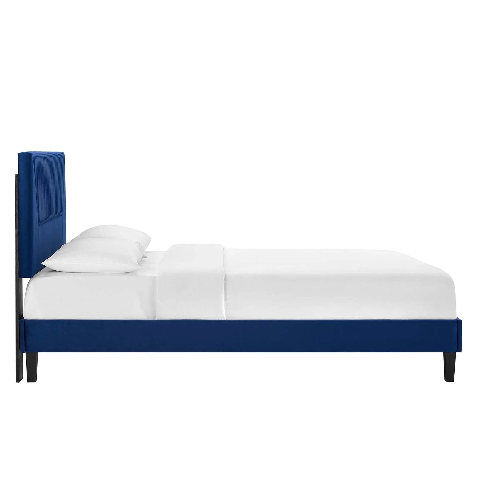 Yasmine Channel Tufted Performance Velvet Full Platform Bed Navy MOD-7004-NAV