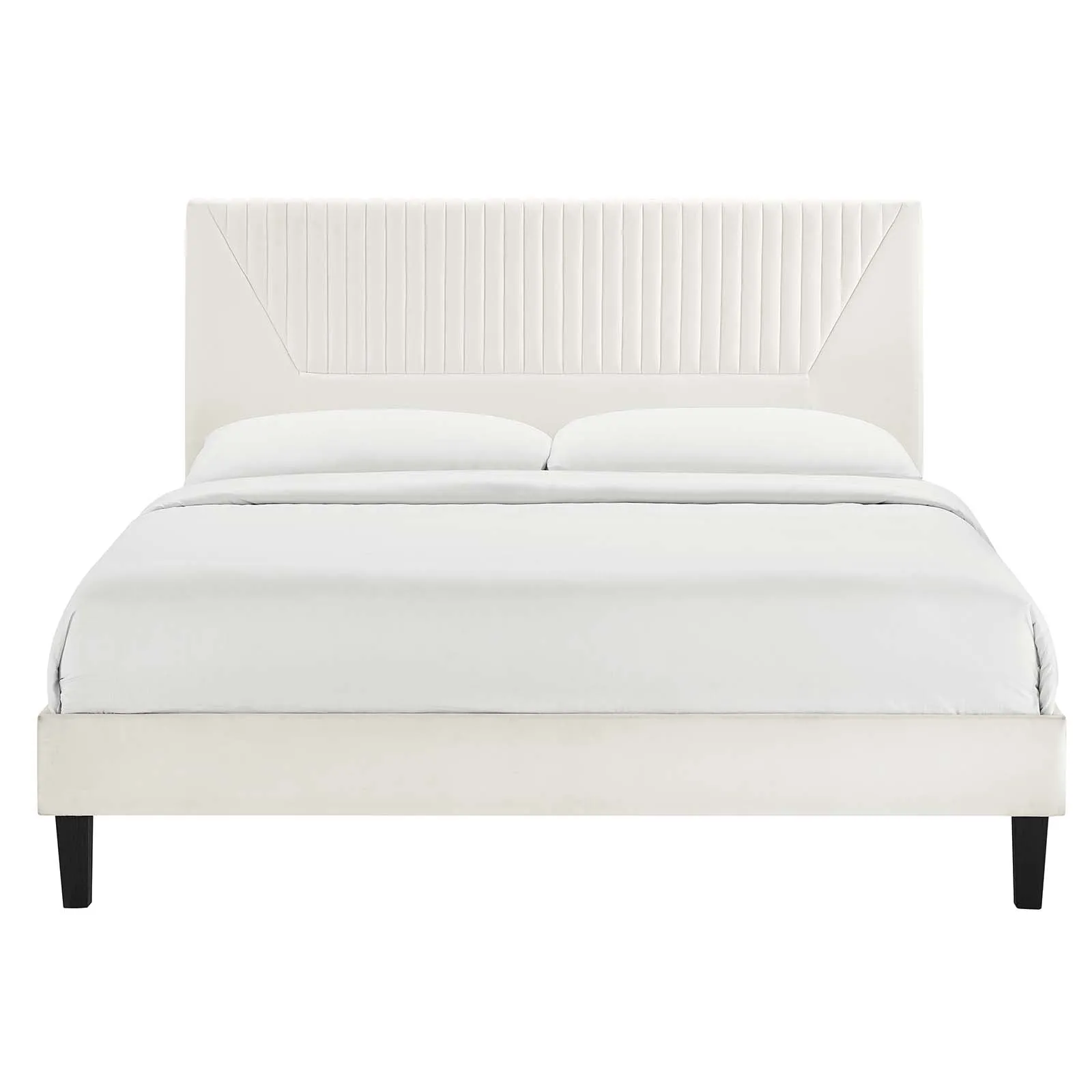 Yasmine Channel Tufted Performance Velvet Full Platform Bed White MOD-7004-WHI